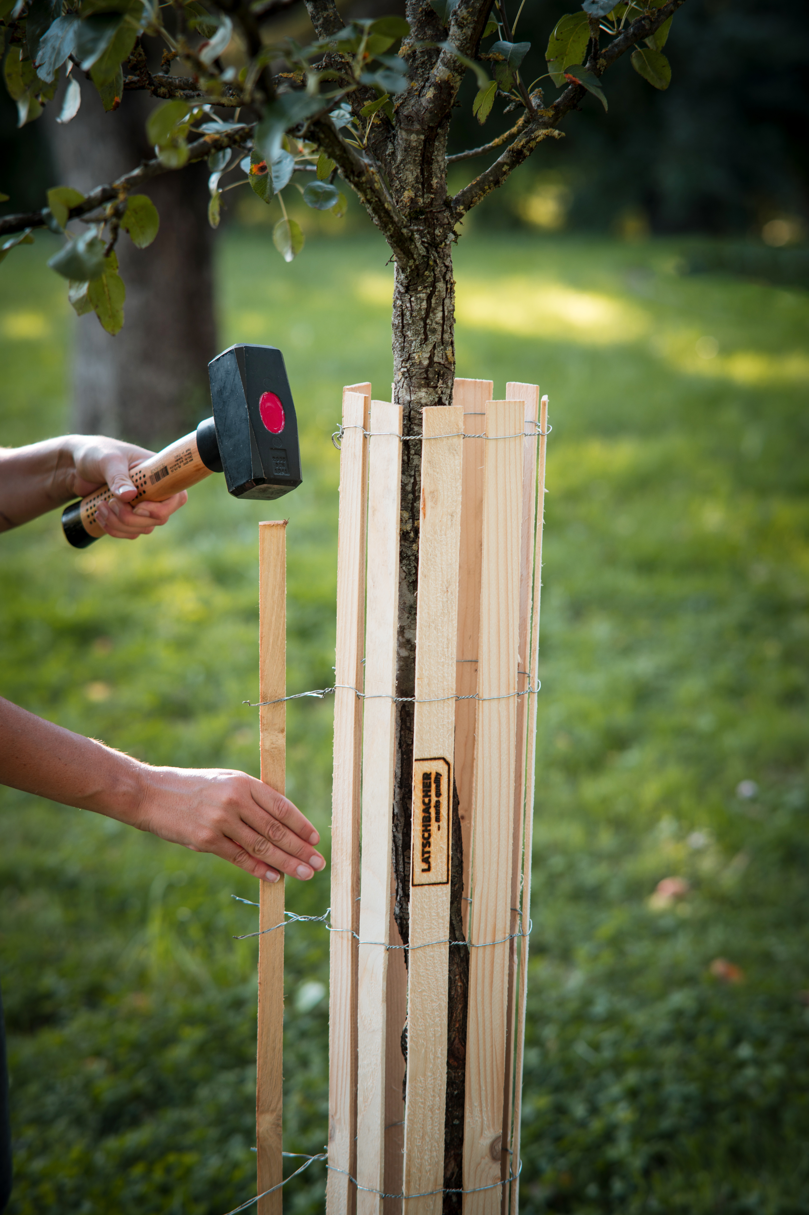 Baumschutz aus Holz inklusive Akazienpflock